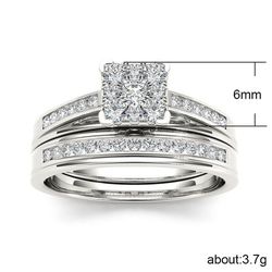 "Double Layer Princess Cut Gems Square Zircon Rings for Women, EVGG1256
  Thumbnail