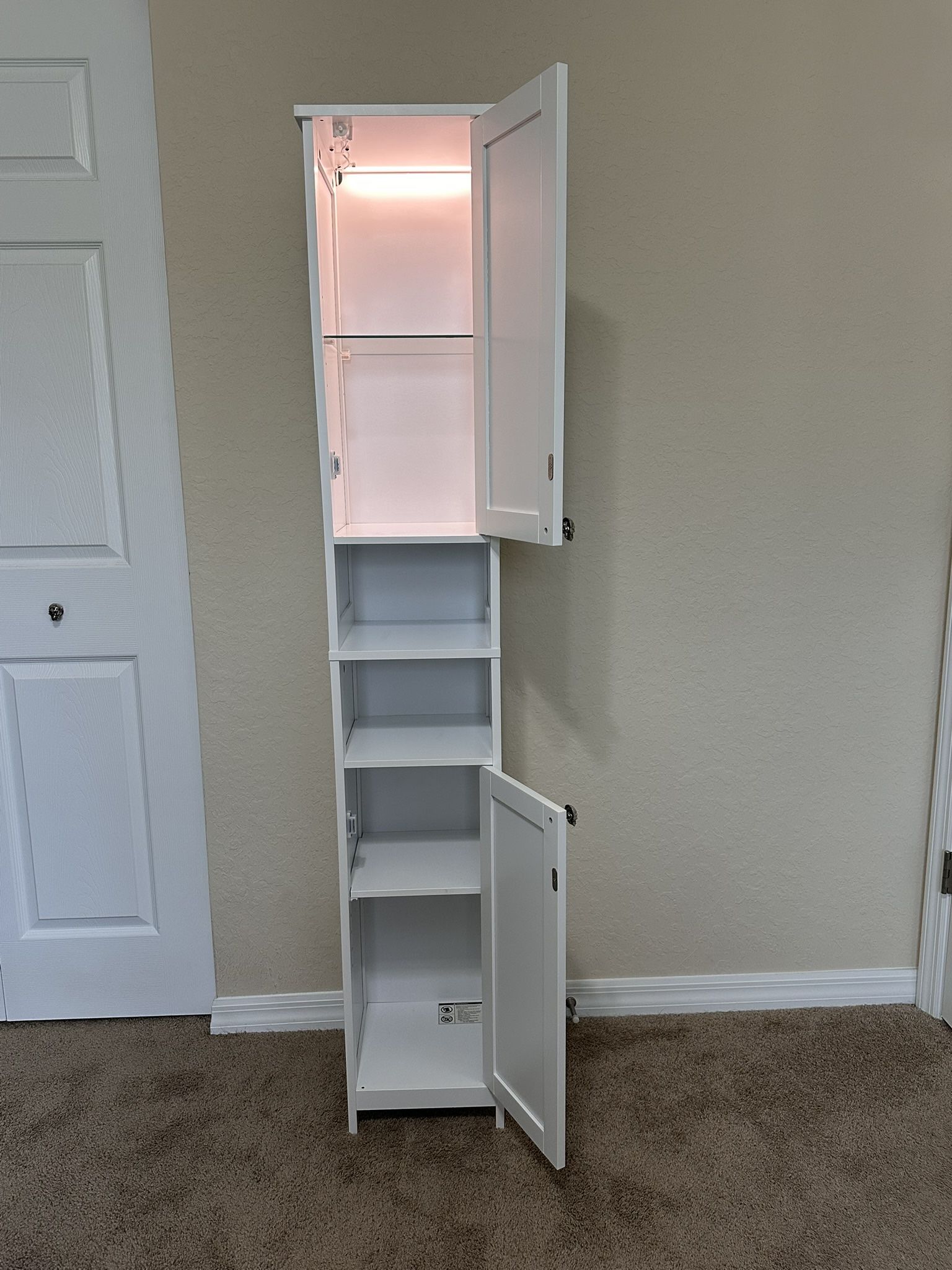 Bathroom Storage Cabinet with Lights, Slim, Tall