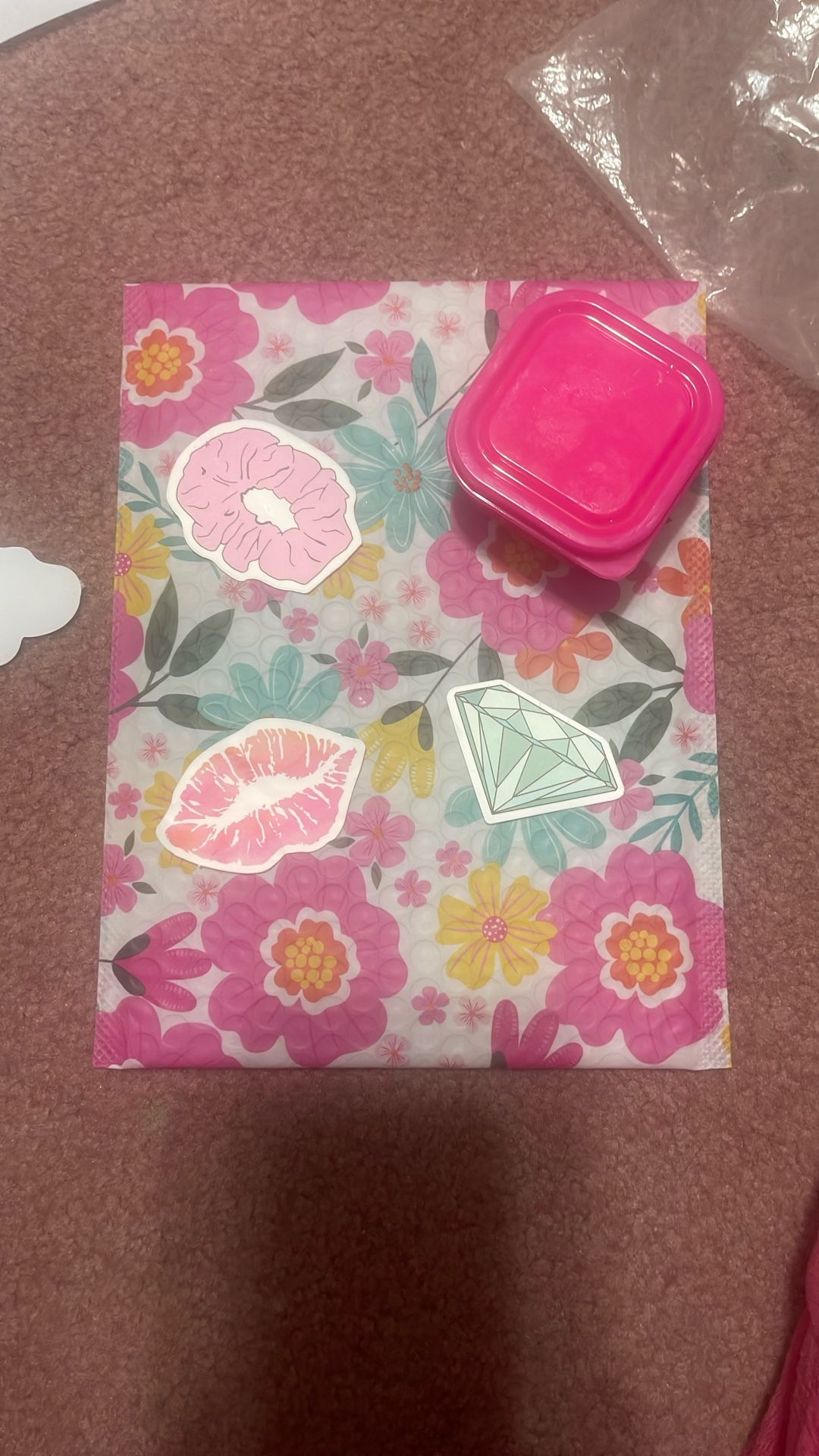 3 stickers one slime one cute package