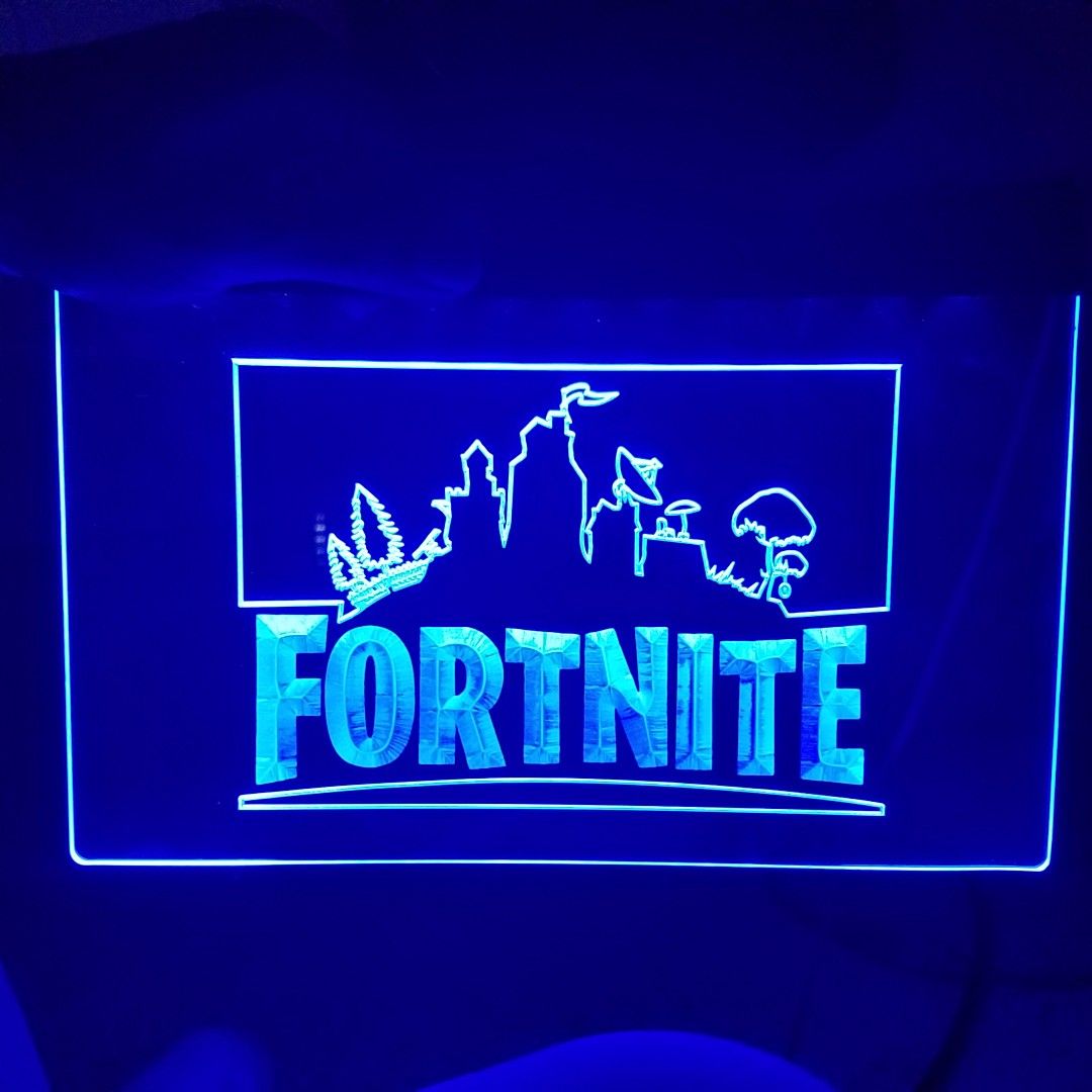 Fortnite blue light up hanging sign