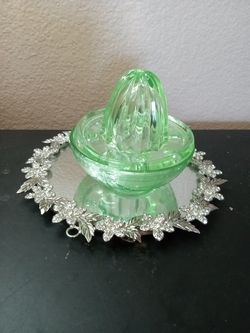 GORGEOUS VTG Anchor Hocking Uranium Bowl & Rheemer Set