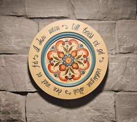 Vintage Hand Painted Rosemaling Wood Plate Swedish Table Prayer Elaine Andersen