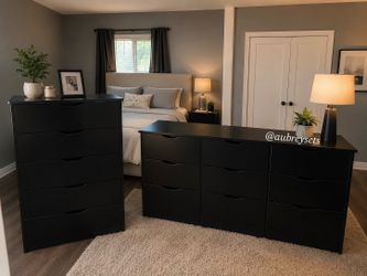 Bundle deal - black 9 drawer dresser and 5 drawer chest
