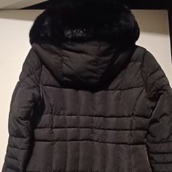 New Calvin Klein Down Jacket With Mink Style Fur Women's Size Small 