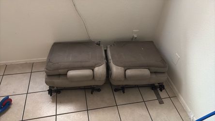 Pair of Tan Leather Vehicle third row Bucket Seats