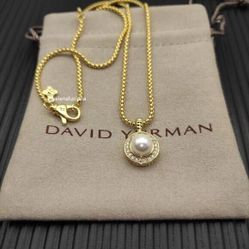 David Yurman11mm golden round pearl necklace