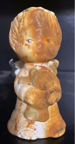 Vintage Ceramic Angel Figurine with Teddy Bear
