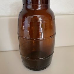 Vintage Barrel of Beer Empty Glass Bottle 