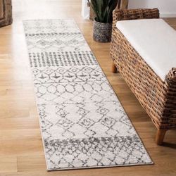 2ft X 7ft SAFAVIEH Tulum Collection 2' x 7' Ivory/Grey TUL229A Moroccan Boho Distressed Non-Shedding Living Room Entryway Foyer Hallway Bedroom Runner