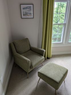 Wide Polyester Armchair and Ottoman