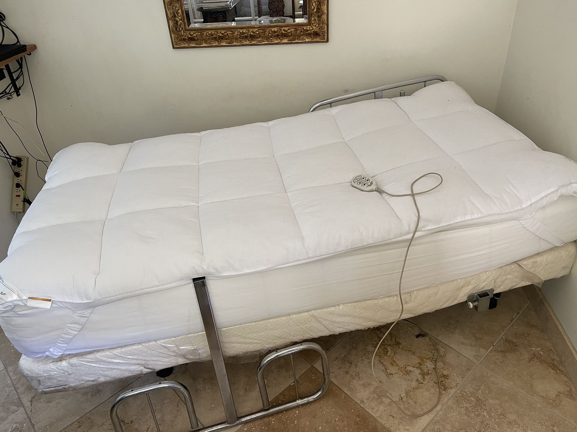 Adjustable Hospital Bed With Memory Foam Mattress