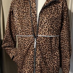 New Girlie Girl Originals Leopard print rain coat/jacket size Medium