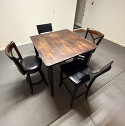 Square Pub Height Dining Table + 4 Chairs