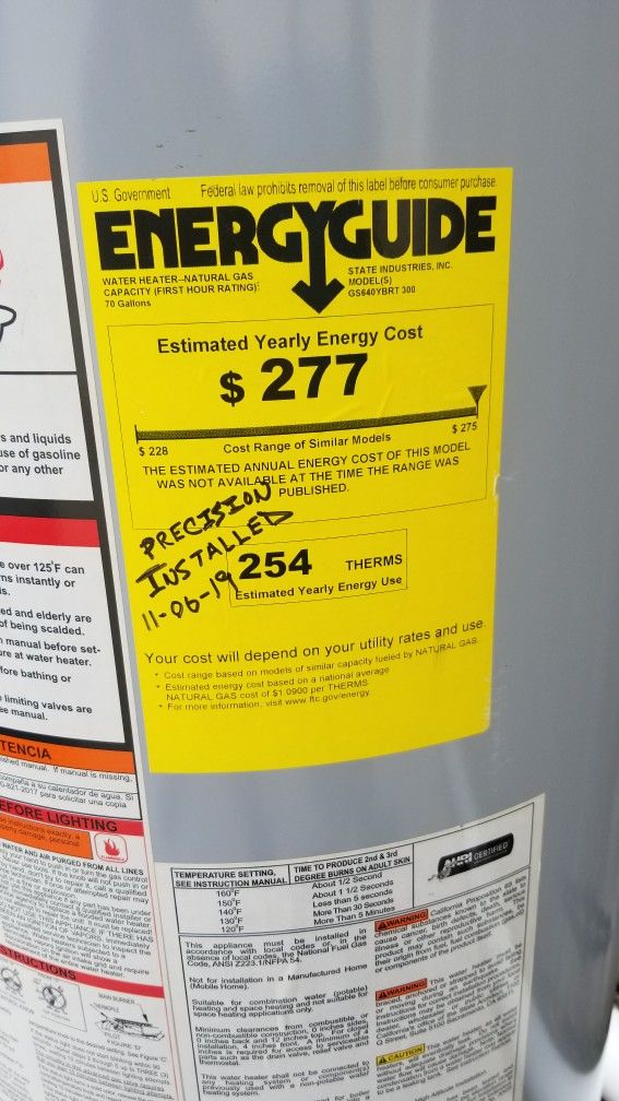 State Select 40 Gallon Gas Water Heater And Expansion Tank for Sale in