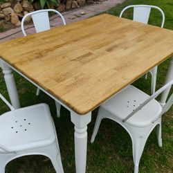 Dining Table 4 Chairs Solid Wood Kitchen Table Set 