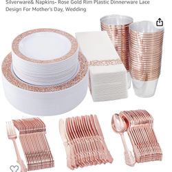 Rose Gold Plastic Dinnerware 