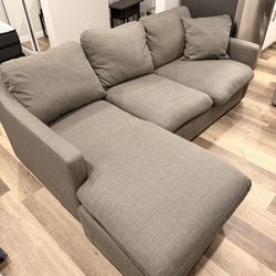 Cozy Charcoal Sofa with Reversible Chaise 84”