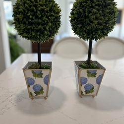 Potted Faux Topiaries Home Decor Pair 