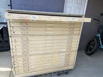 3 Heavy BLUEPRINT CABINETS, 54" X 41-1/2" X 15-1/2" HT EACH CABINET, W/ 4" TOEKICK AND 3/4" TOP,