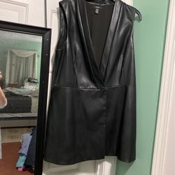 Black Leather Womens Vest 