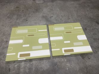 2 Modern Painting Wall Art Geometric Shapes Hand Painted Green 25"x25" Inhabit Living