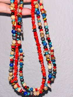 CAROLYN POLLACK CORRAL BEADSSTERLING SILVER NECKLACE