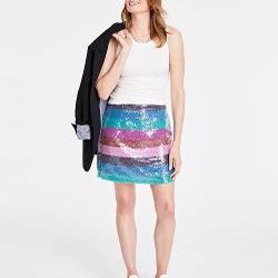 On 34th Women's Mid-Rise Boardwalk-Stripe Sequined Mini Skirt, Created for Macy's
