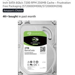 Seagate BarraCuda 2TB Internal Hard Drive HDD – 3.5 Inch SATA 6Gb/s 7200 RPM 256MB Cach