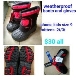 Weatherproof boots and gloves for kids