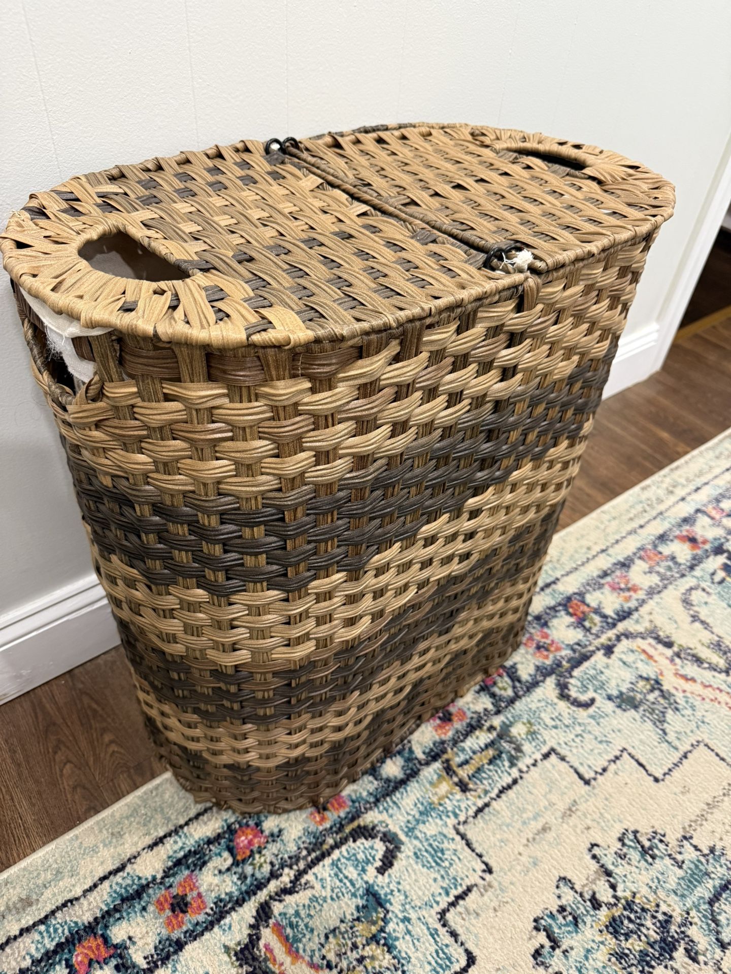 Double Wicker Laundry Basket