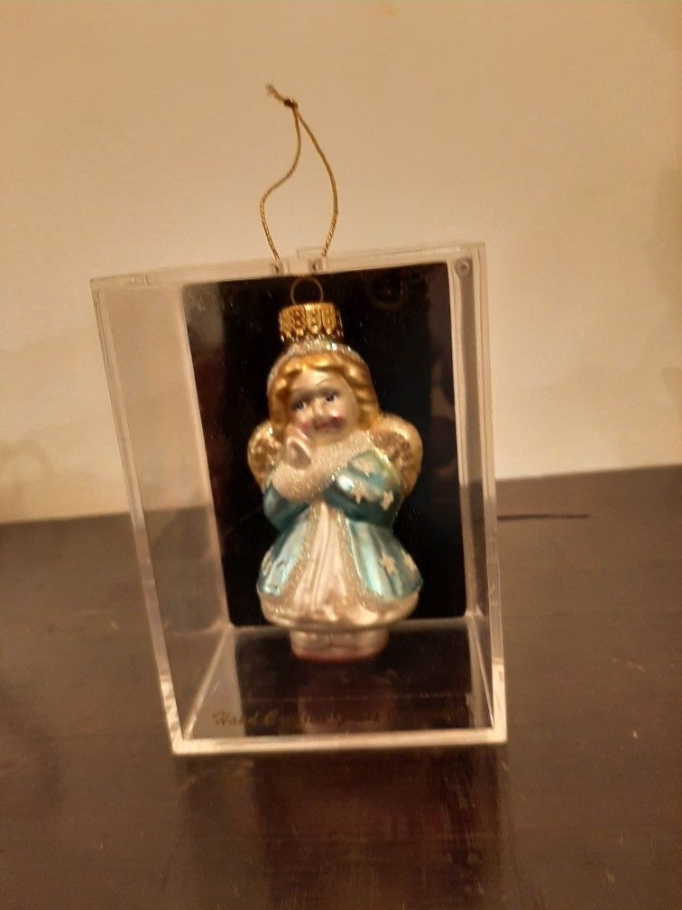 Vintage blown glass blonde angel ornament