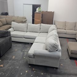 Cindy Crawford white gray sectional couch