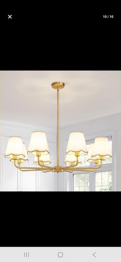 KAISITE Modern Gold Chandelier 8-Light Farmhouse Chandelier for Dining Room Industrial Dining Kitchen Light Fixture Over Table Ceiling Chandelier for 
