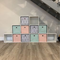 11” 3-2-1 Cube Organizer Shelf Storage x2 & Fabric Cubes x9