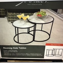 Set Nesting Coffee Tables With Marble Effects