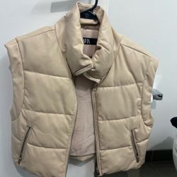 Cream Faux Leather Vest