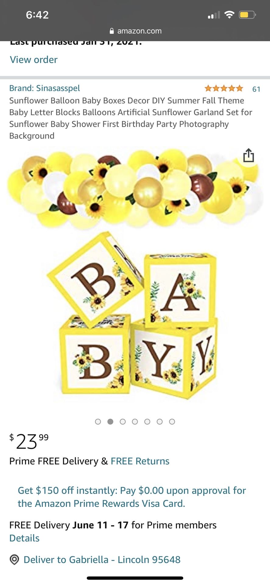 Sunflower BABY Letter Boxes For Baby Shower 