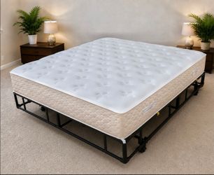 Very Nice King Englander 12" Firm Mattress, Metal Boxspring and Metal Bed Frame