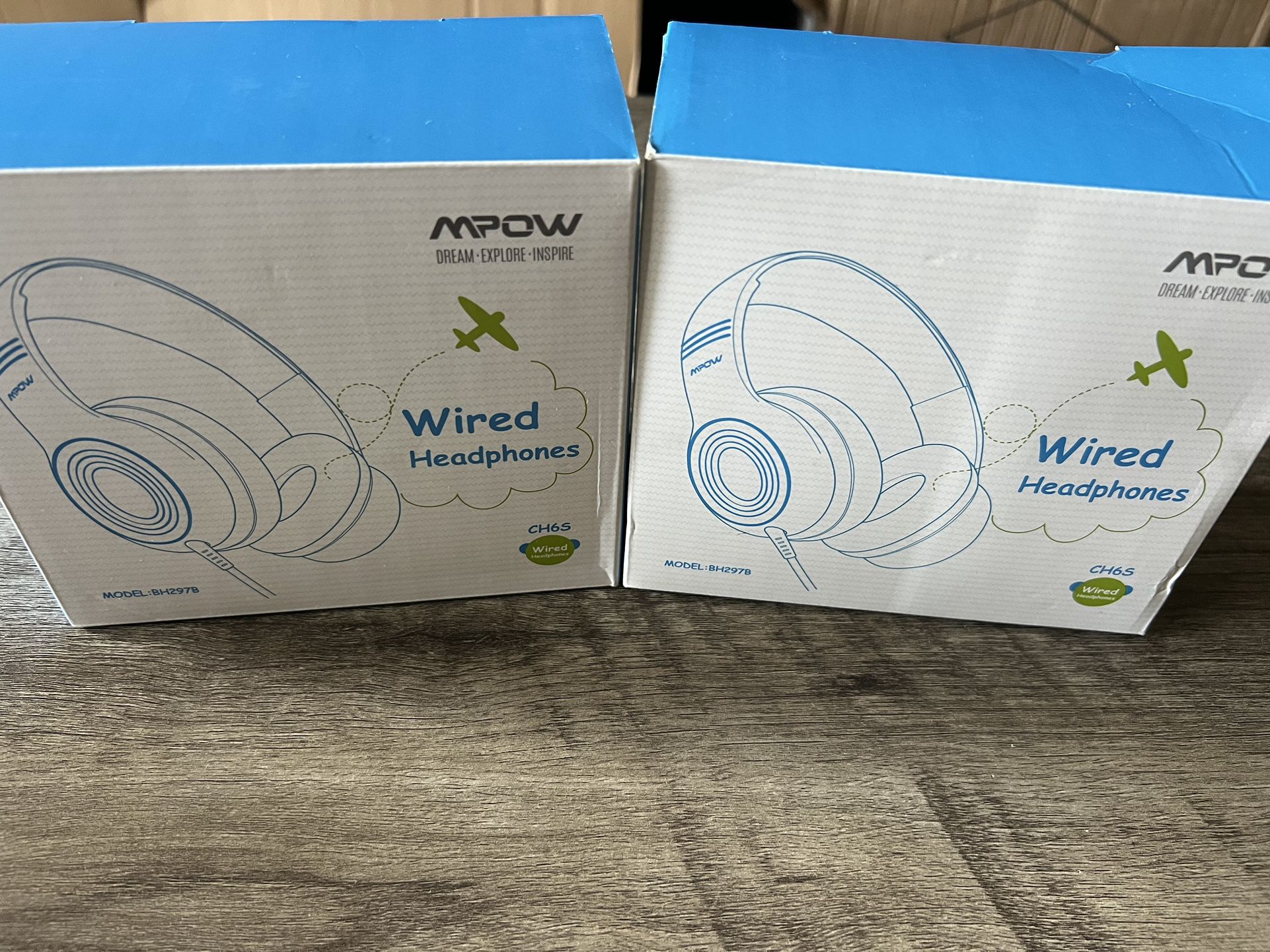 MPOW Wired Headphones Blue Brand *NEW*