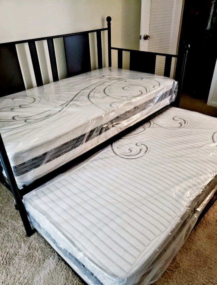 NEW TWIN MATTRESS. Bed frame is not available. Take it home the same day ๐