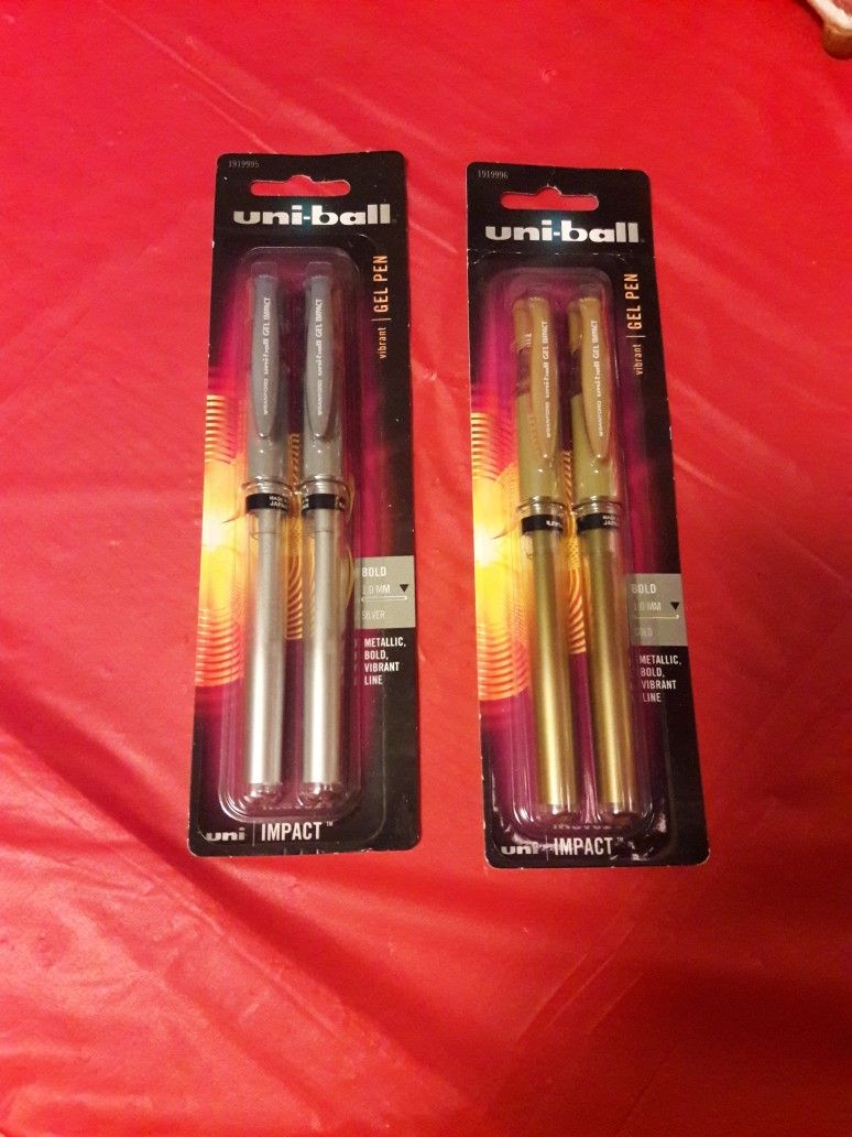 Uniball Gel Pens. Gold And Silver. Both For $8