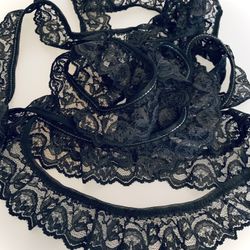 3 1/8 Yd of 1 1/2” Gathered Black Lace #022224A19