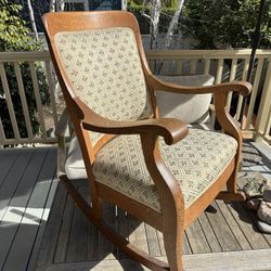 Tiger Oak Carved Antique Rocking Chair - BEST OFFER 