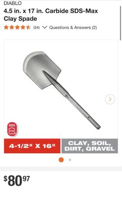 DIABLO 4.5 in. x 17 in. Carbide SDS-Max Clay Spade rotary hammer drill bit gardening landscaping 