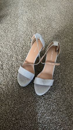 Top Moda Silver Glitter Block Heel Sandals