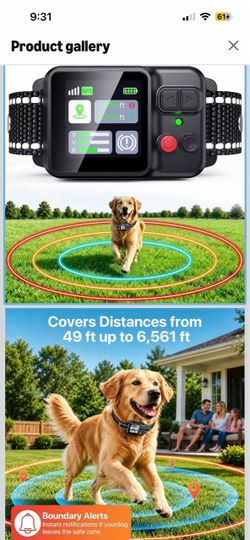 Brand New!GPS Wireless Dog Collar Fence System-Electric Fence for Dogs Adjustable Range 49-6561ft, 3 Training Modes, Rechargeable, Waterproof, Pet Con