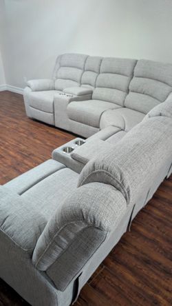 New Light Gray Recliner Sectional Couch