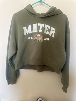 Disney Pixar Mater Cars Hoodie Green Tow Crop XS Sweatshirt