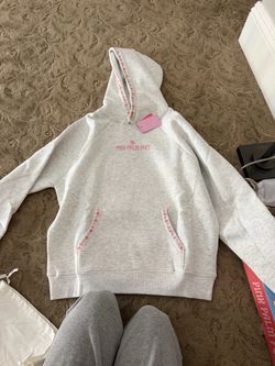 Pink palm puff hoodie
