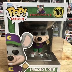 VAULTED Retro Chuck E. Cheese Funko Pop #186 Ad Icons Animation Pizza Rat 90's